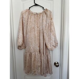 EMILY MCCARTY Snake Print Tiered Ruffle Dress Women's Size L